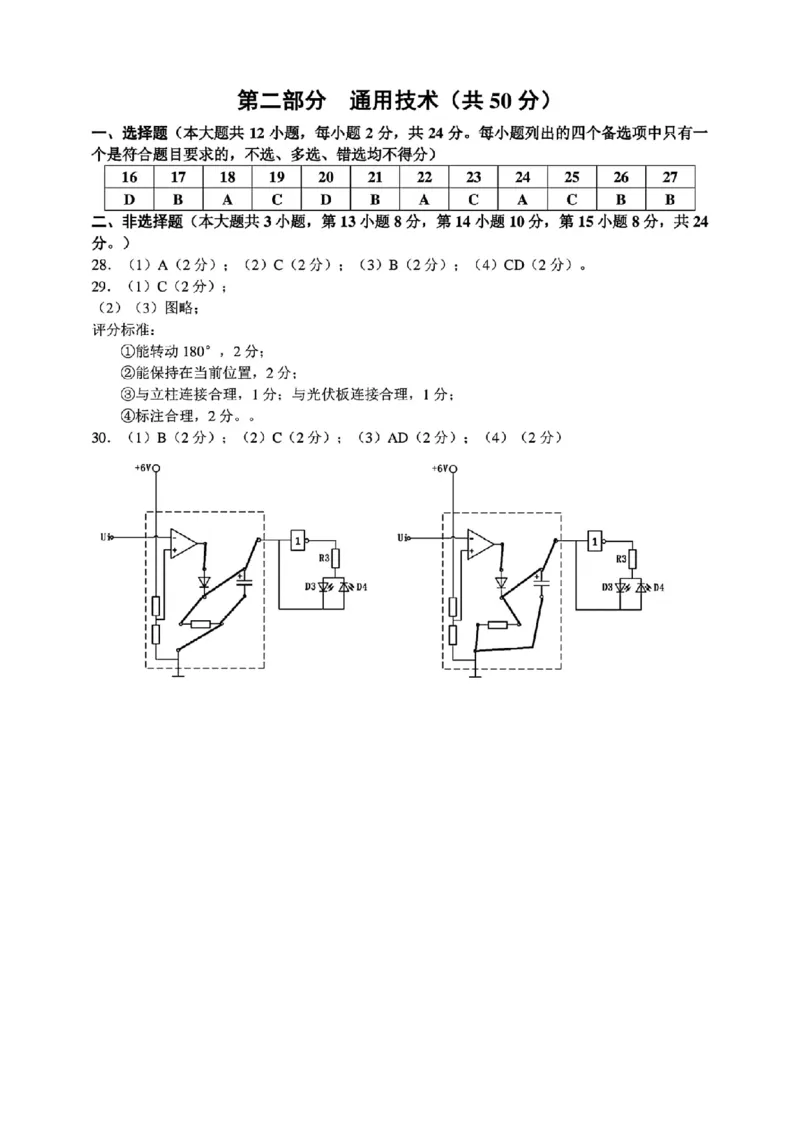技术答案-浙江省G12名校协作体2025学年第一学期9月高三年级暑假返校联考(9.1-9.2)_2025年9月_250902浙江名校协作体（G12）2025年9月2026届高三返校联考（全科）