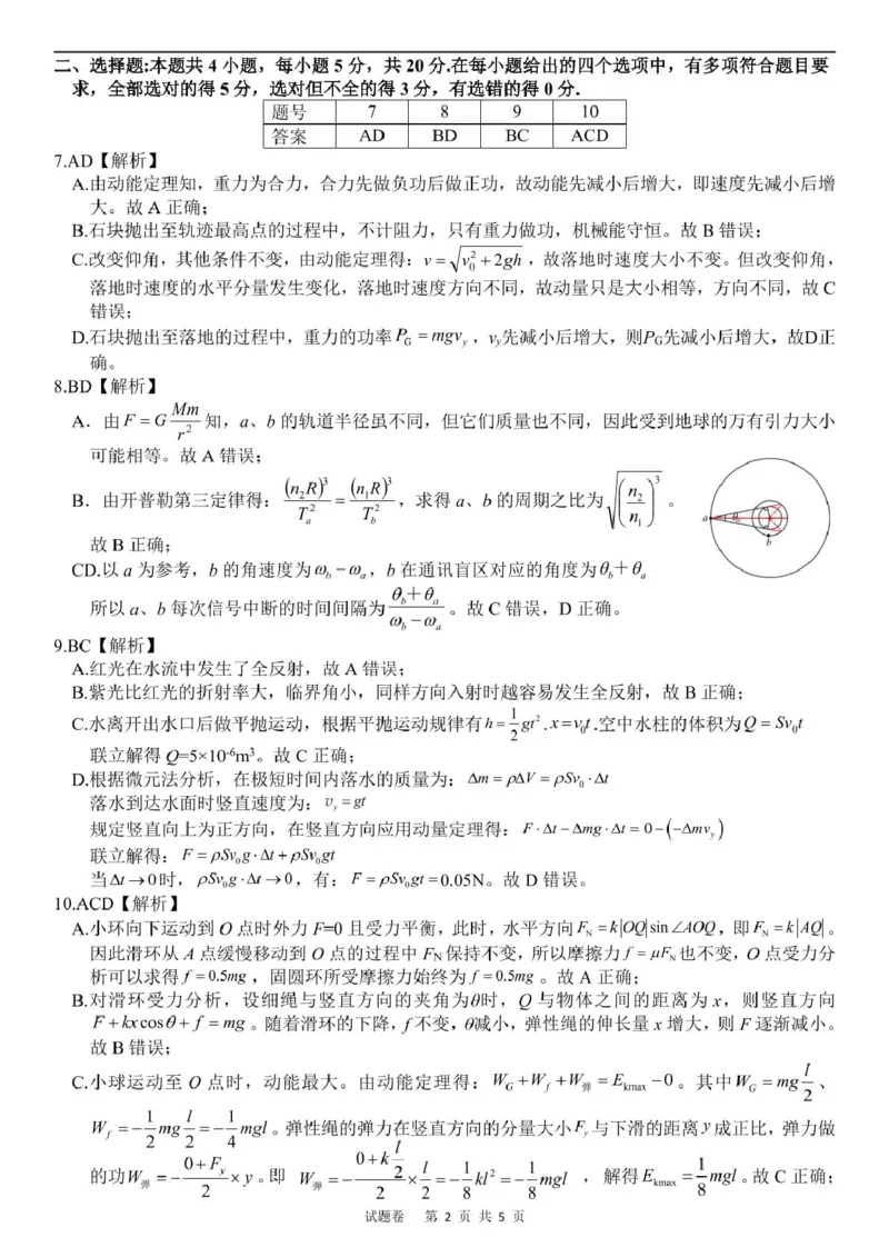 物理答案（终稿）_2025年4月_250417湖南省岳阳市2025届高三教学质量监测（二）（全科）_湖南省岳阳市2025届高三下学期教学质量监测（二）物理