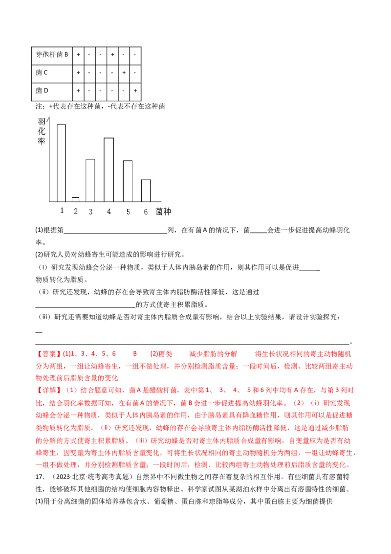 专题26实验与探究（解析卷）_近10年高考真题汇编（必刷）_十年（2014-2024）高考生物真题分项汇编（全国通用）_十年（2014-2023）高考生物真题分项汇编（全国通用）