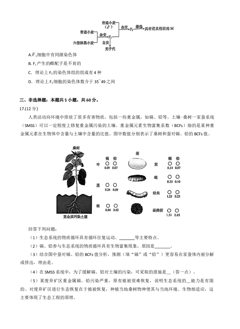 湖北省华大新高考联盟2026届高三上学期11月教学质量测评生物试题_2025年11月_251126湖北省华大新高考联盟2026届高三11月教学质量测评（全科）
