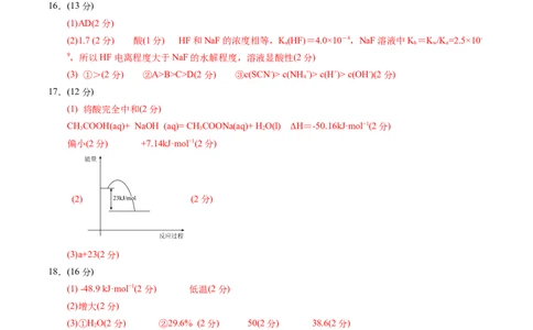 高二年级化学期中模拟卷（参考答案）(1)_1多考区联考_1014高二期中模拟卷（新高考通用）黄金卷：2024-2025学年高二上学期期中模拟考试