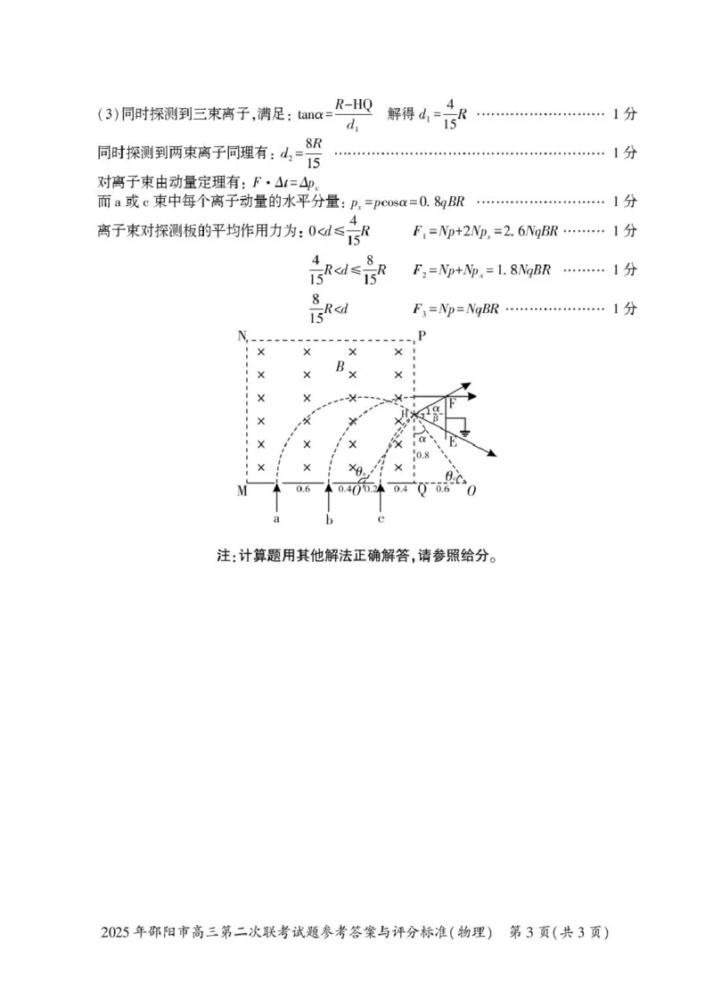 物理物理答案--2025年高三第二次联考_2025年3月_250321湖南省邵阳市2024-2025学年高三下学期第二次联考（全科）_2025届湖南省邵阳市高三下学期第二次联考物理