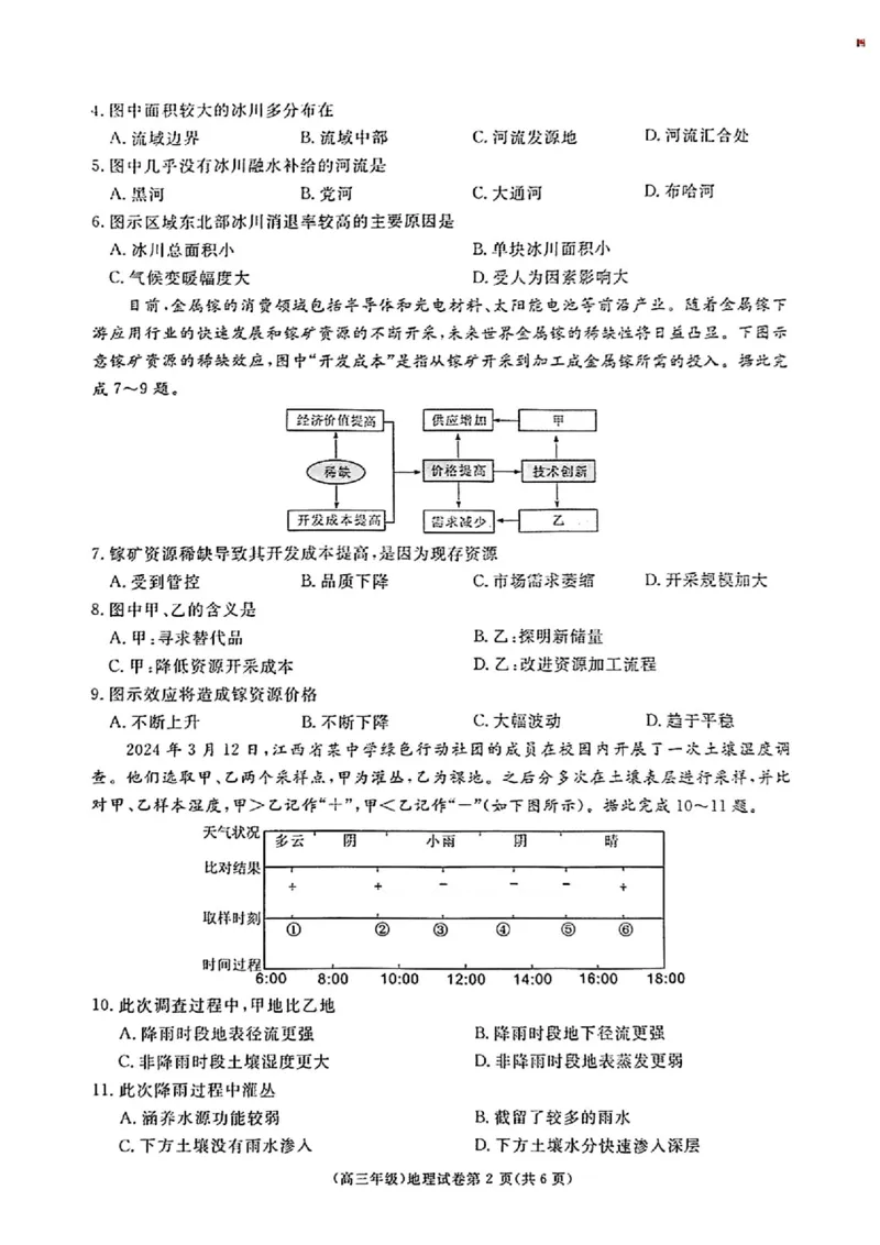 地理_2025年4月_250419江西省赣州市十八县（市、区）二十五校2025届高三下学期期中联考（江西4月质检）（全科）