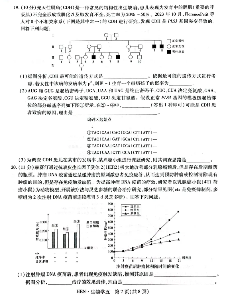 高三生物试卷_2025年3月_250301名校学术联盟&middot;高考模拟信息卷&冲刺卷（五）_河南省名校学术联盟2025届高三下学期模拟冲刺（五）生物学试题