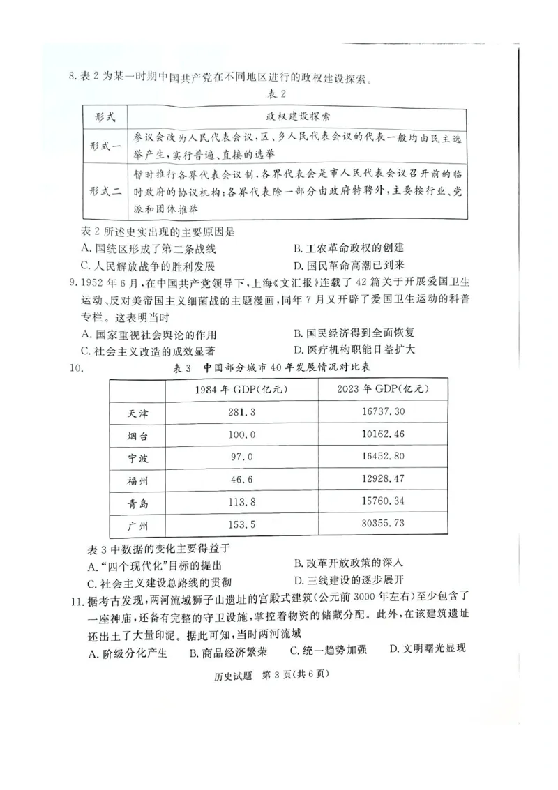 河北省承德、张家口市2025届高三下学期统一模拟考试（一）历史试题（含答案）_2025年3月_250312河北省承德、张家口市2025届高三下学期统一模拟考试（一）