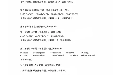 福建省漳州市2025届高三毕业班第四次教学质量检测英语答案_2025年5月_250513福建省漳州市2025届高三毕业班第四次教学质量检测（漳州四检）（全科）