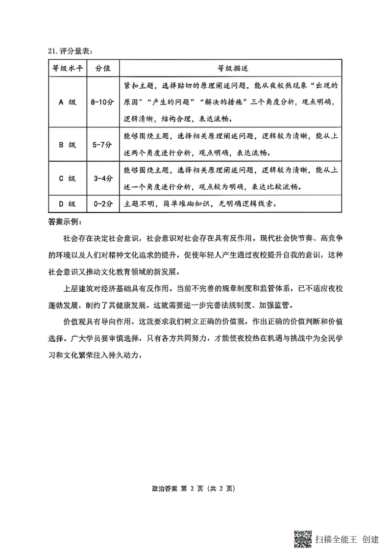 政治试卷+标答2025届江苏省苏锡常镇四市高三下学期5月教学情况调研（二）_2025年5月_250508江苏省苏锡常镇四市2024-2025学年度高三5月教学情况调研（二）（全科）