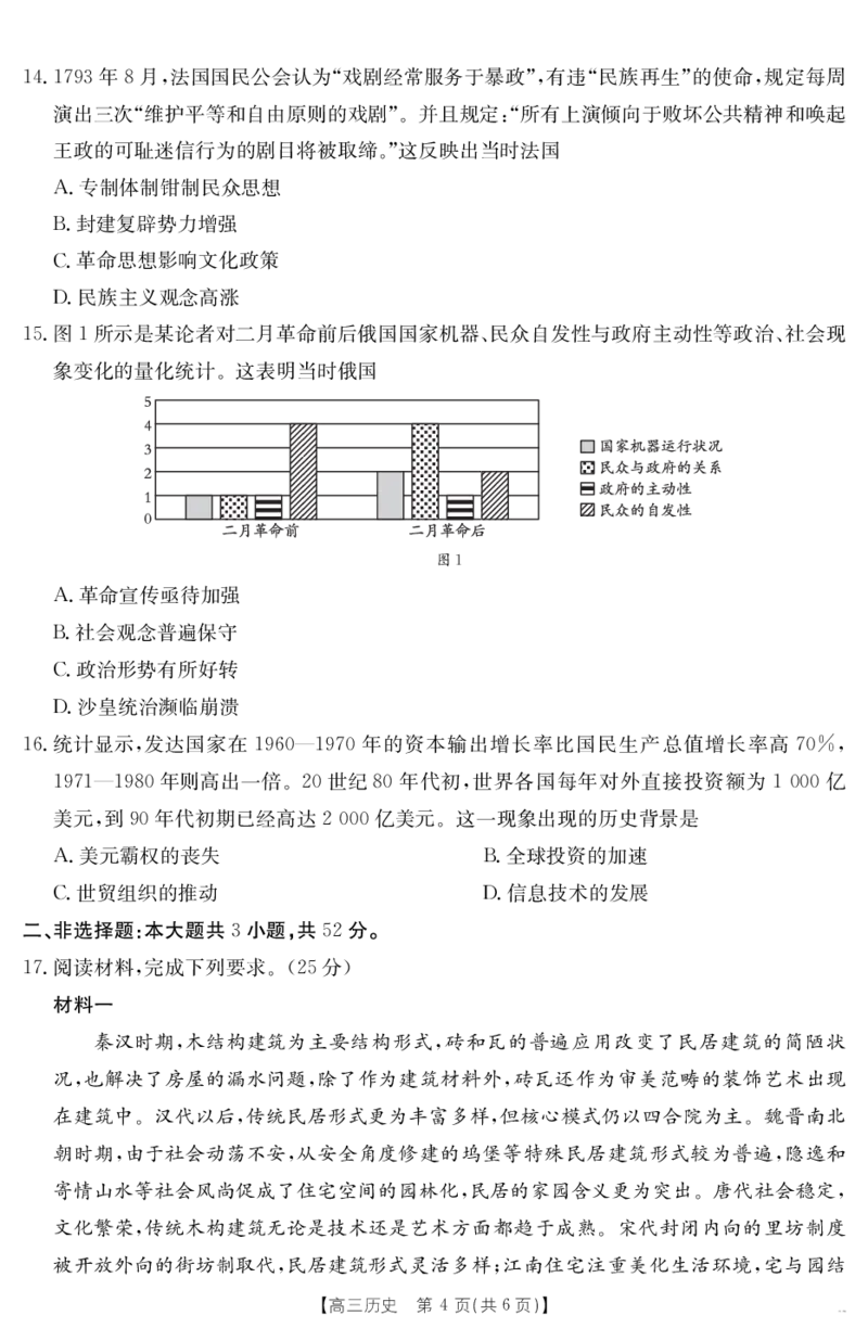 金太阳25-338C安徽省六安市市区2025届高三下学期考前适应性考试历史_2025年3月_250329安徽省六安市市区2025届高三下学期考前适应性考试（金太阳25-338C）（全科）