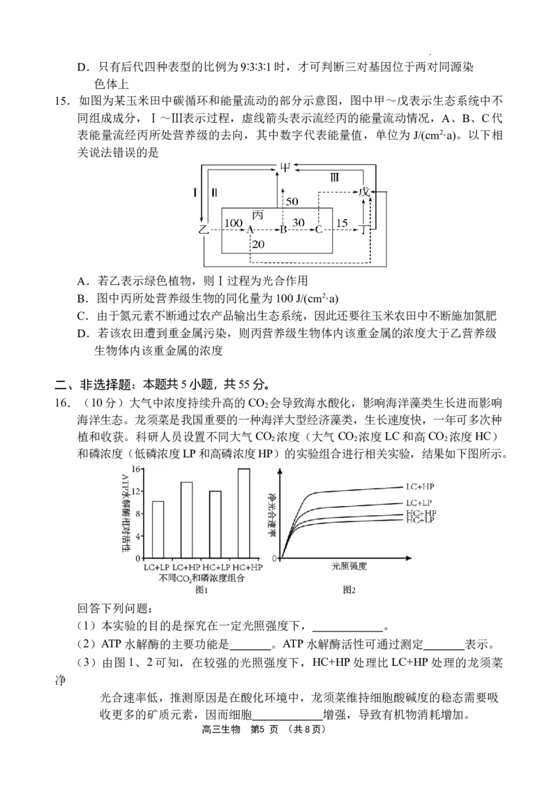 海南省文昌中学2024-2025学年高三下学期第五次月考（4月）生物_2025年4月_250424海南省文昌中学2024-2025学年高三下学期第五次月考（4月）（全科）