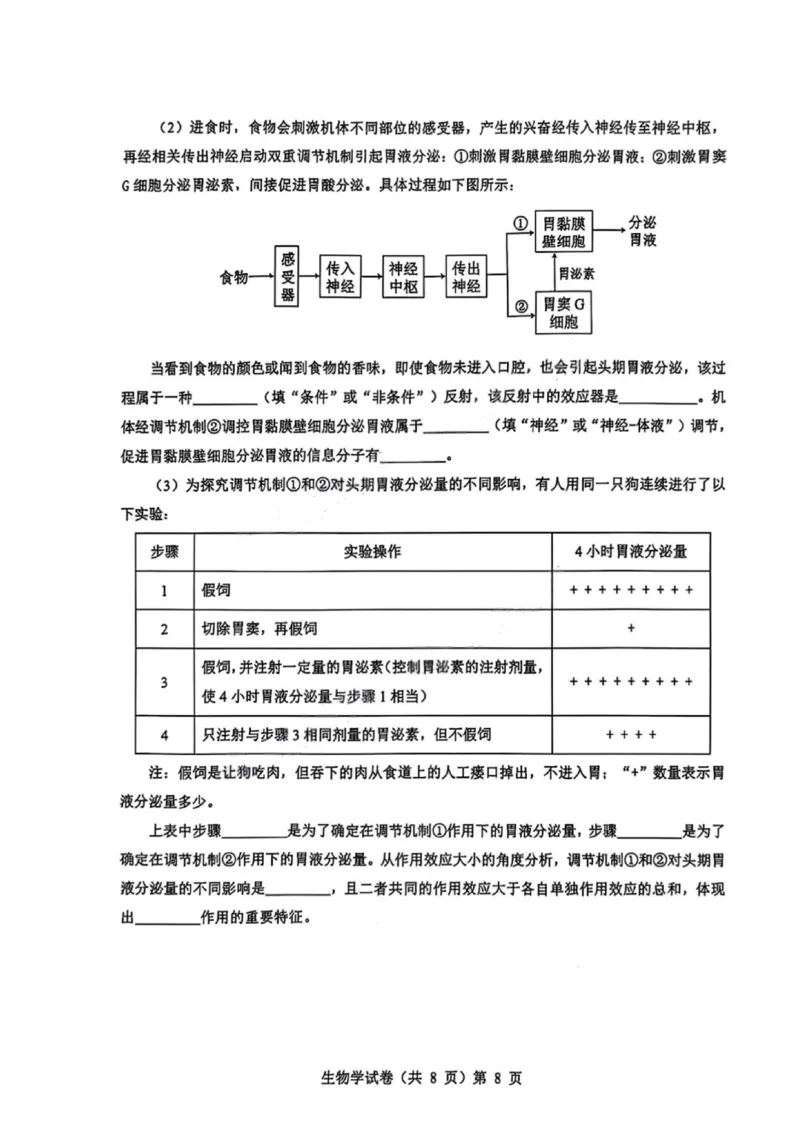 生物试卷_2025年9月_250907湖北省楚天协作体2025-2026学年高三上学期开学（全科）_湖北省楚天协作体2025-2026学年高三上学期9月起点考试生物