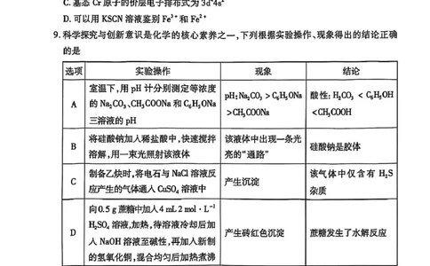 安徽卓越县中联盟2024&mdash;2025学年高三下学期5月份检测化学试卷+答案_2025年5月_250508安徽省卓越县中联盟2024-2025学年高三下学期5月检测