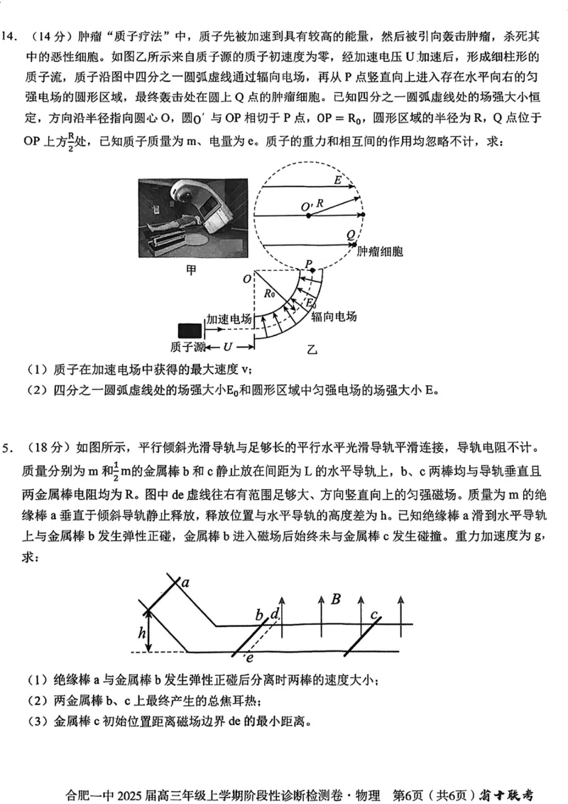 安徽省十联考合肥市第一中学等校2025届高三上学期阶段性诊断检测物理_2025年1月_250102安徽省十联考合肥市第一中学等校2025届高三上学期阶段性诊断检测