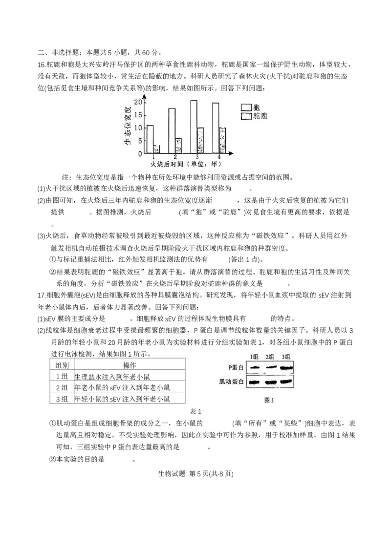 福建省莆田市2025届高中毕业班第二次教学质量检测生物学试卷（有答案）_2025年3月_250309福建省莆田市2025届高中毕业班第二次教学质量检测（全科）