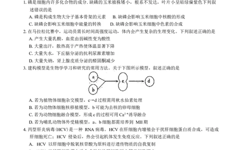 福建省莆田市2025届高中毕业班第二次教学质量检测生物学试卷（有答案）_2025年3月_250309福建省莆田市2025届高中毕业班第二次教学质量检测（全科）