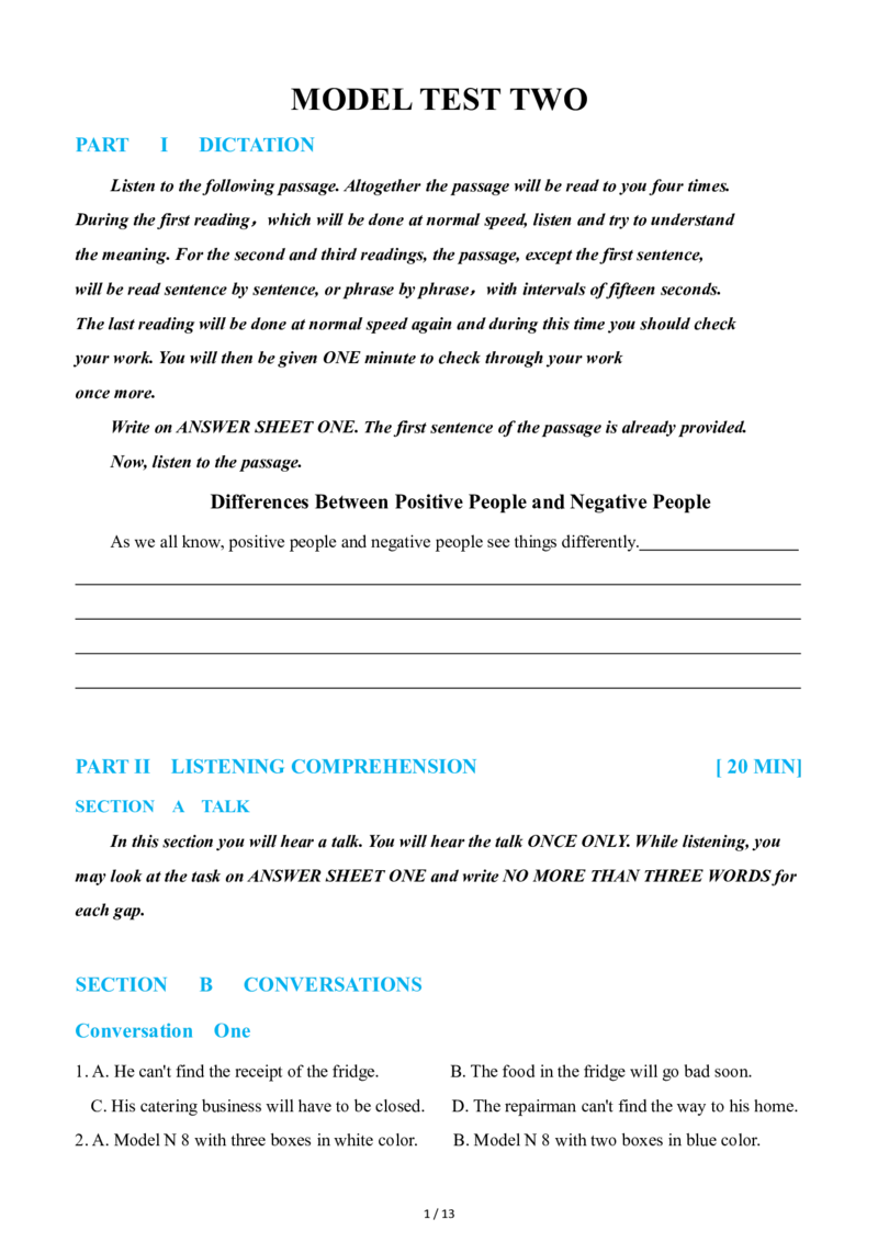 02-XH2024专四预测第2套试题_2025专四专八真题及备考资料_2025专四备考资料_022025专四预测押题卷13+5套_2024年专四预测押题卷13套（附听力及答案解析）_2024年专四预测卷5套