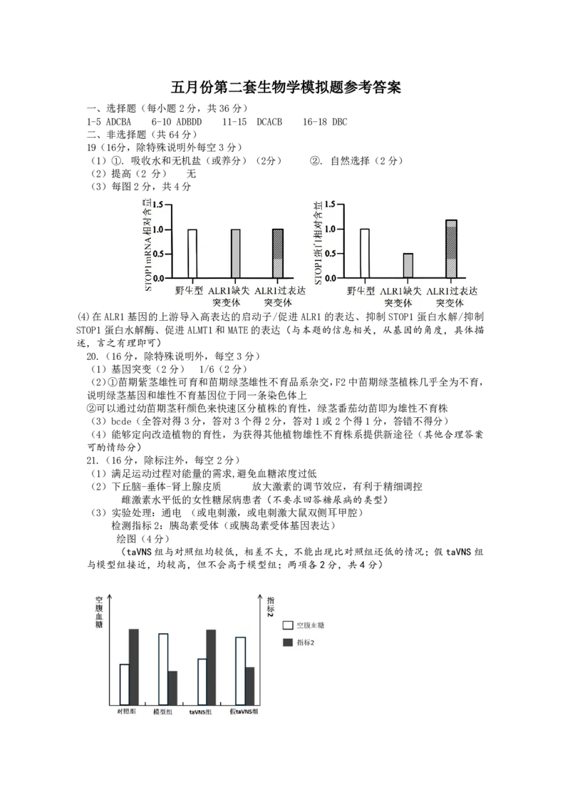 生物二模参考答案入详细解析_2025年5月_05192025届湖北省黄冈中学高三5月第二次模拟预测_2025届湖北省黄冈中学高三5月第二次模拟预测生物试题