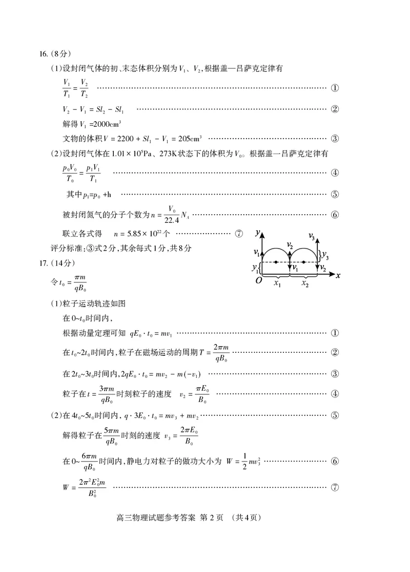 山东省泰安市2025届高三四模检测物理答案_2025年5月_250520山东省泰安市2025届高三四模检测（泰安四模）（全科）
