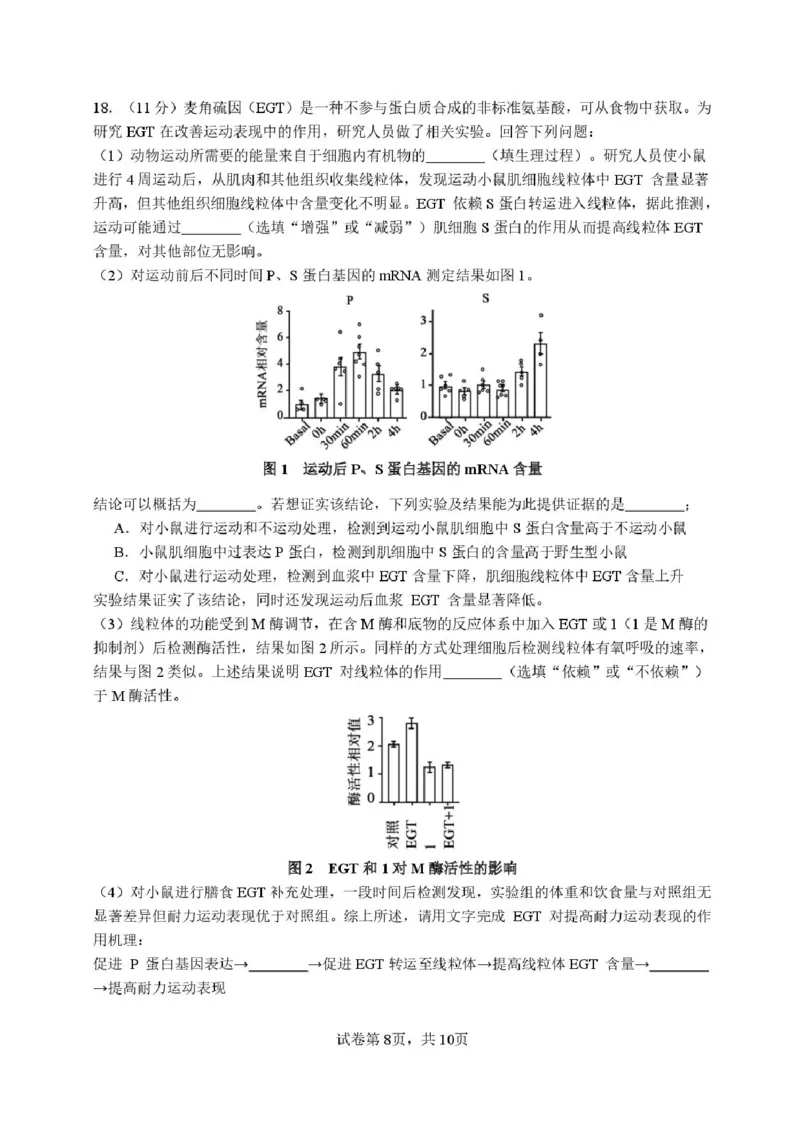 福建省厦门第一中学2025-2026学年高三上学期10月月考生物试题（含答案）_2025年10月_251017福建省厦门第一中学2025-2026学年高三上学期10月月考（全科）