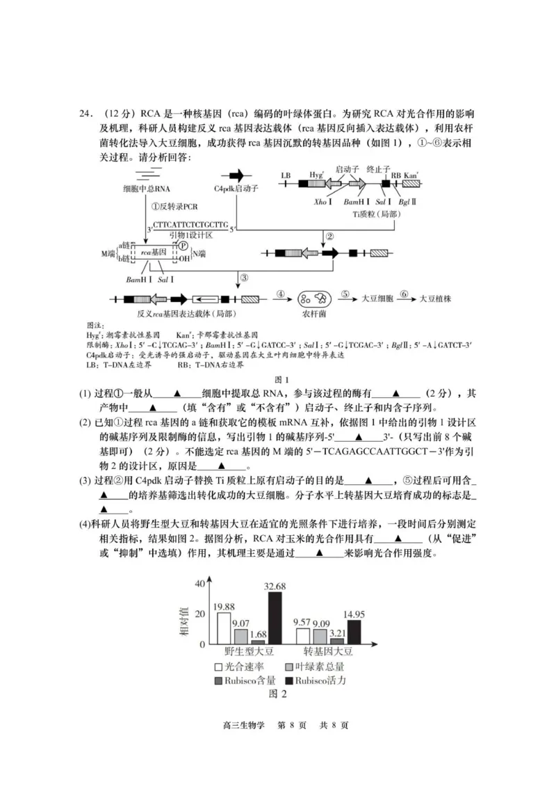 江苏省如皋市2025-2026学年高三上学期第一次教学质量调研生物学试题_2025年10月_12026年试卷教辅资源等多个文件