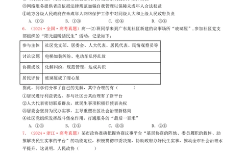 专题05人民当家作主-2024年高考真题和模拟题政治分类汇编（学生卷）_近10年高考真题汇编（必刷）_十年（2014-2024）高考政治真题分项汇编（全国通用）