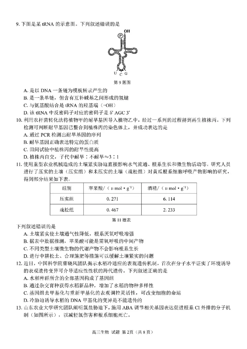 生物试题｜26届七彩阳光高三返校考_2025年8月_250830浙江省七彩阳光新高考研究联盟2026届高三上学期返校联考（全科）