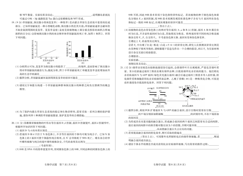 天一大联考&middot;天一小高考2024-2025学年（下）高三第四次考试生物_2025年5月_250510天一小高考2024-2025学年（下）高三第四次考试（全科）