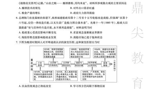 安徽省鼎尖教育2024-2025学年高三逐梦杯实验班大联考历史_2025年4月_250418安徽省鼎尖教育2024-2025学年高三逐梦杯实验班大联考（全科）