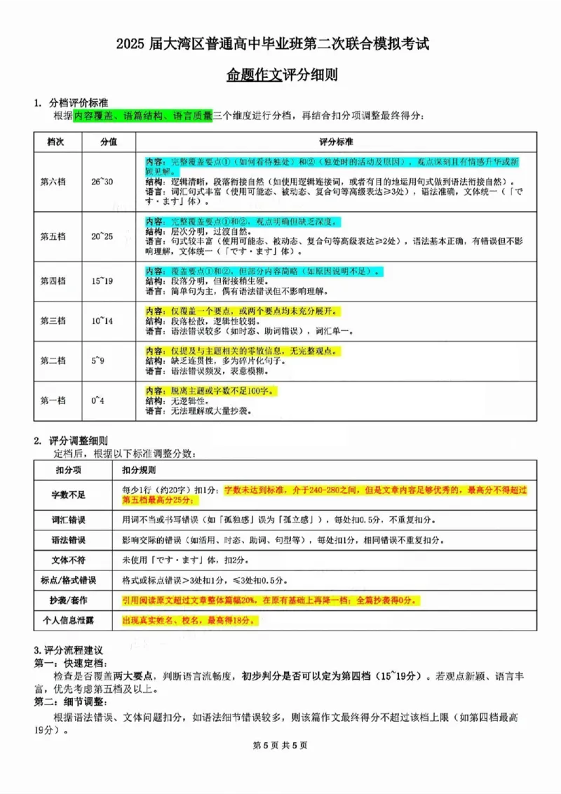 广东省大湾区2025届普通高中毕业年级联合模拟考试（二）日语答案_2025年4月_250424广东省大湾区2025届普通高中毕业年级联合模拟考试（二）（大湾区二模）
