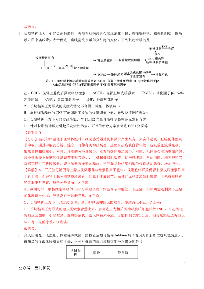 高二生物期中模拟卷（全解全析）（天津专用）(1)_1多考区联考_1021高二期中模拟卷（天津专用）黄金卷：2024-2025学年高二上学期期中模拟考试