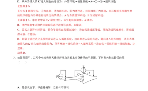 高二生物期中模拟卷（全解全析）（天津专用）(1)_1多考区联考_1021高二期中模拟卷（天津专用）黄金卷：2024-2025学年高二上学期期中模拟考试