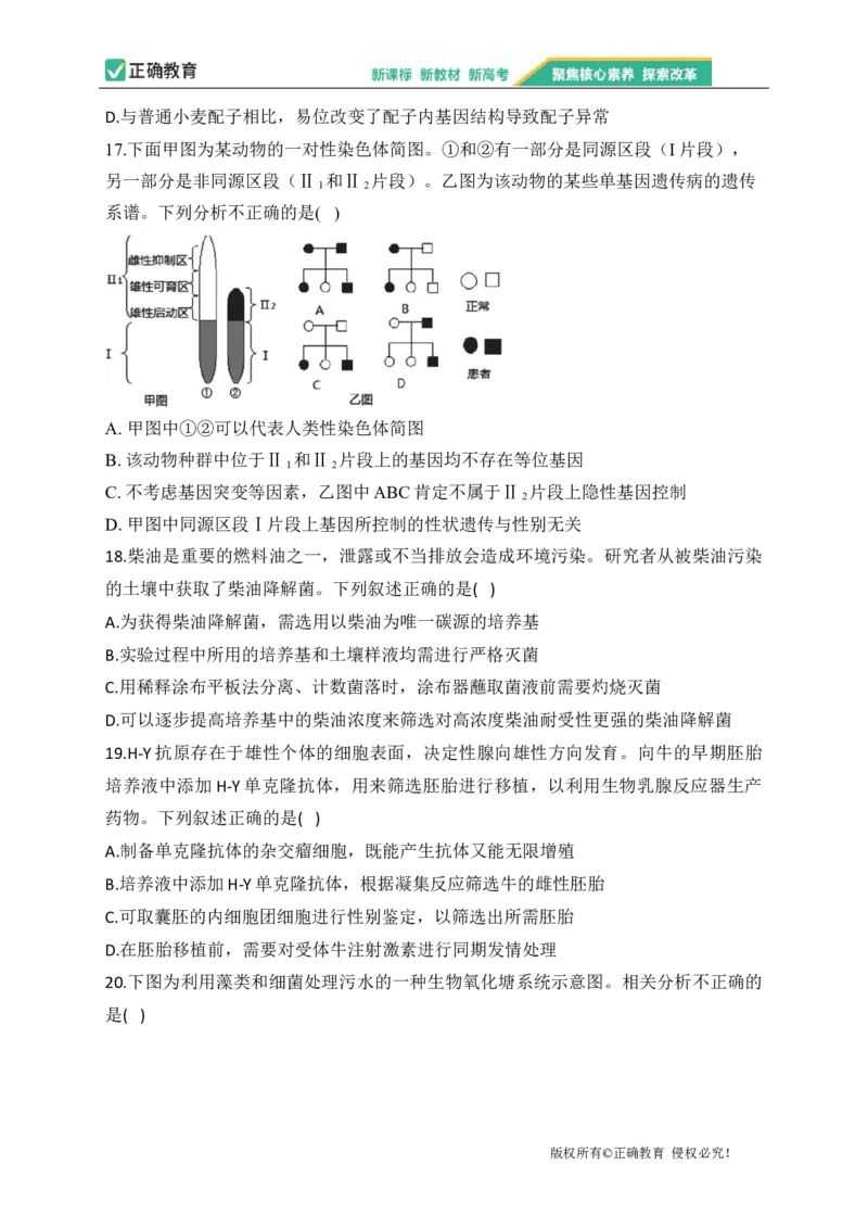 2023届新高考生物金榜猜题卷山东专版_2023高考押题卷_正确教育金榜猜题卷_（新高考）正确教育丨金榜猜题卷_新高考生物
