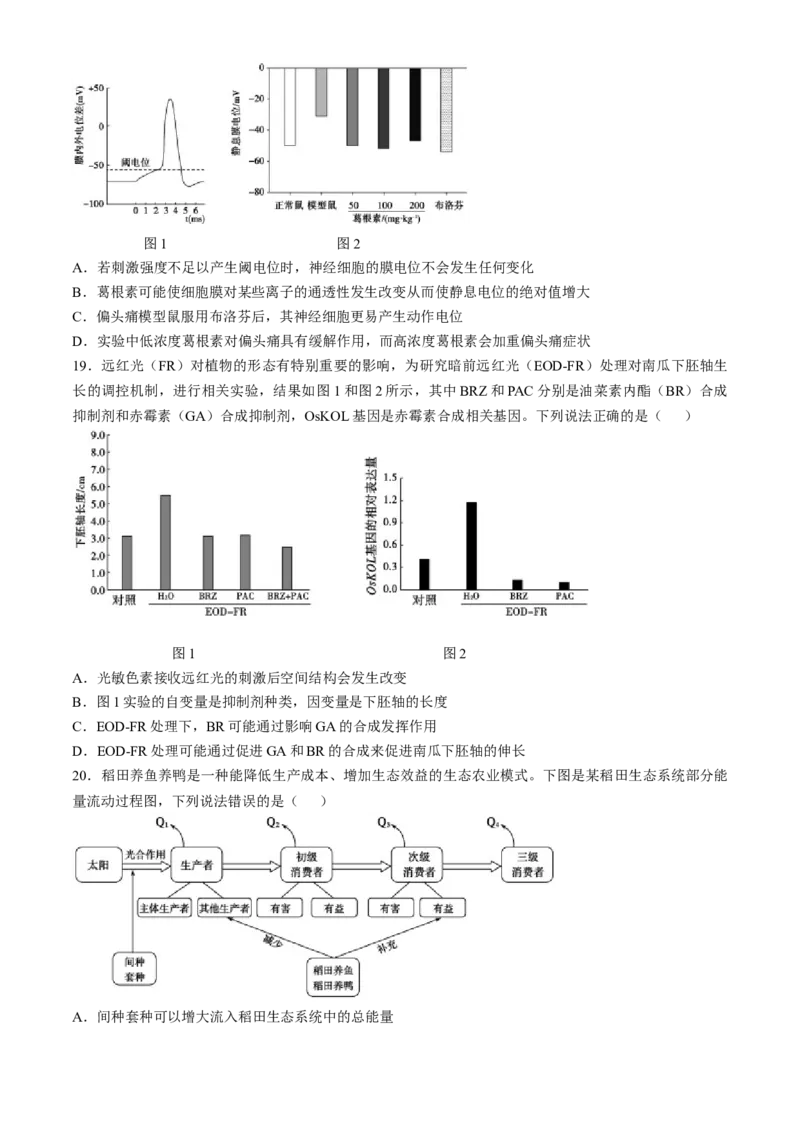山东省德州市2024-2025学年高三下学期2月开学考试生物试题（含答案）_2025年2月_250210山东省德州市2024-2025学年高三下学期2月开学考试（全科）