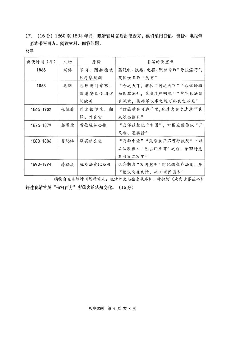 历史试题_2025年3月_250312山东省青岛市2025年高三年级第一次适应性检测（青岛一模）（全科）_山东省青岛市2025年高三年级第一次适应性检测历史