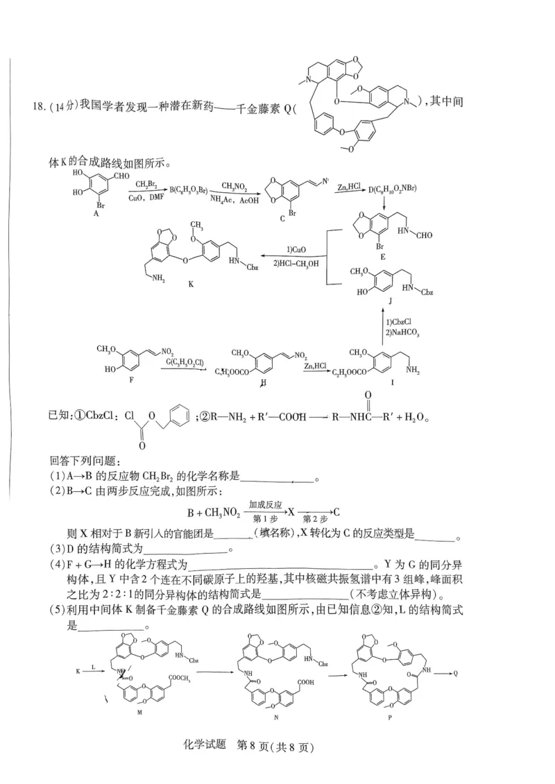 河南省创新发展联盟2025届高三一模化学_2025年3月_2503052025届河南省天一大联考高三3月春季模拟检测_2025届河南省天一大联考高三3月春季模拟检测化学