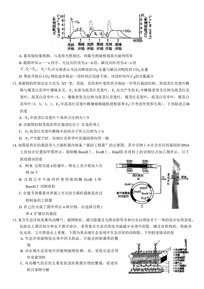 四川省自贡市2025届高三第二次诊断性测试生物学试题（有答案）_2025年3月_250323四川省乐山市，自贡市，宜宾市2025届高三第二次诊断性考试（全科）