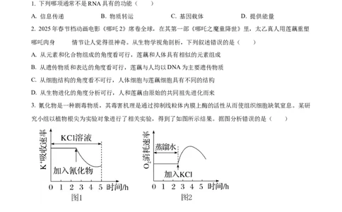 树德中学2025-2026学年高三上学期10月月考+生物_2025年10月_251017四川省成都市树德中学2025-2026学年高三上学期10月月考
