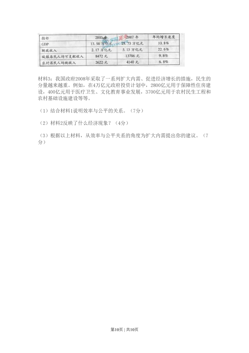 2009年高考政治试卷（广东）（空白卷）_政治历年高考真题_新&middot;PDF版2008-2025&middot;高考政治真题_政治（按试卷类型分类）2008-2025_自主命题卷&middot;政治（2008-2025）