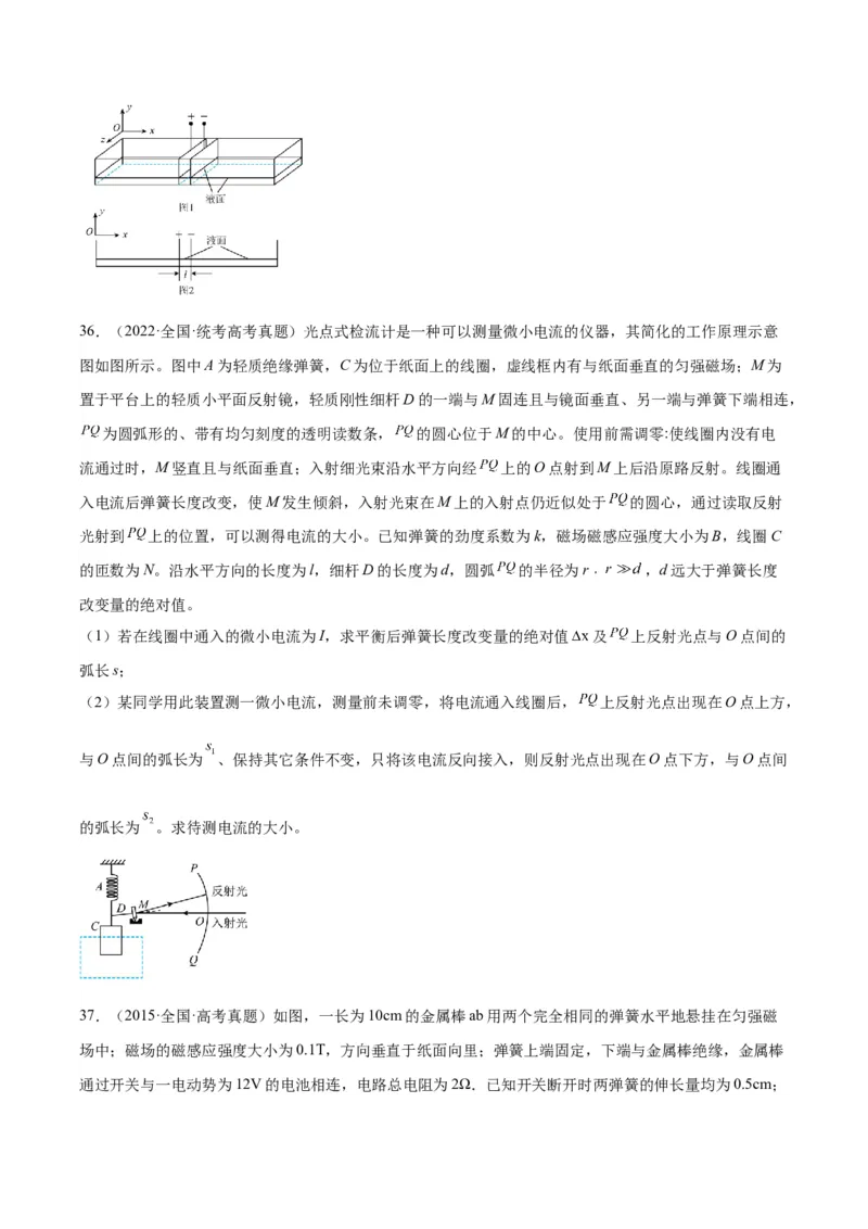 专题43安培力（原卷卷）-十年（2014-2023）高考物理真题分项汇编（全国通用）_近10年高考真题汇编（必刷）_十年（2014-2024）高考物理真题分项汇编（全国通用）