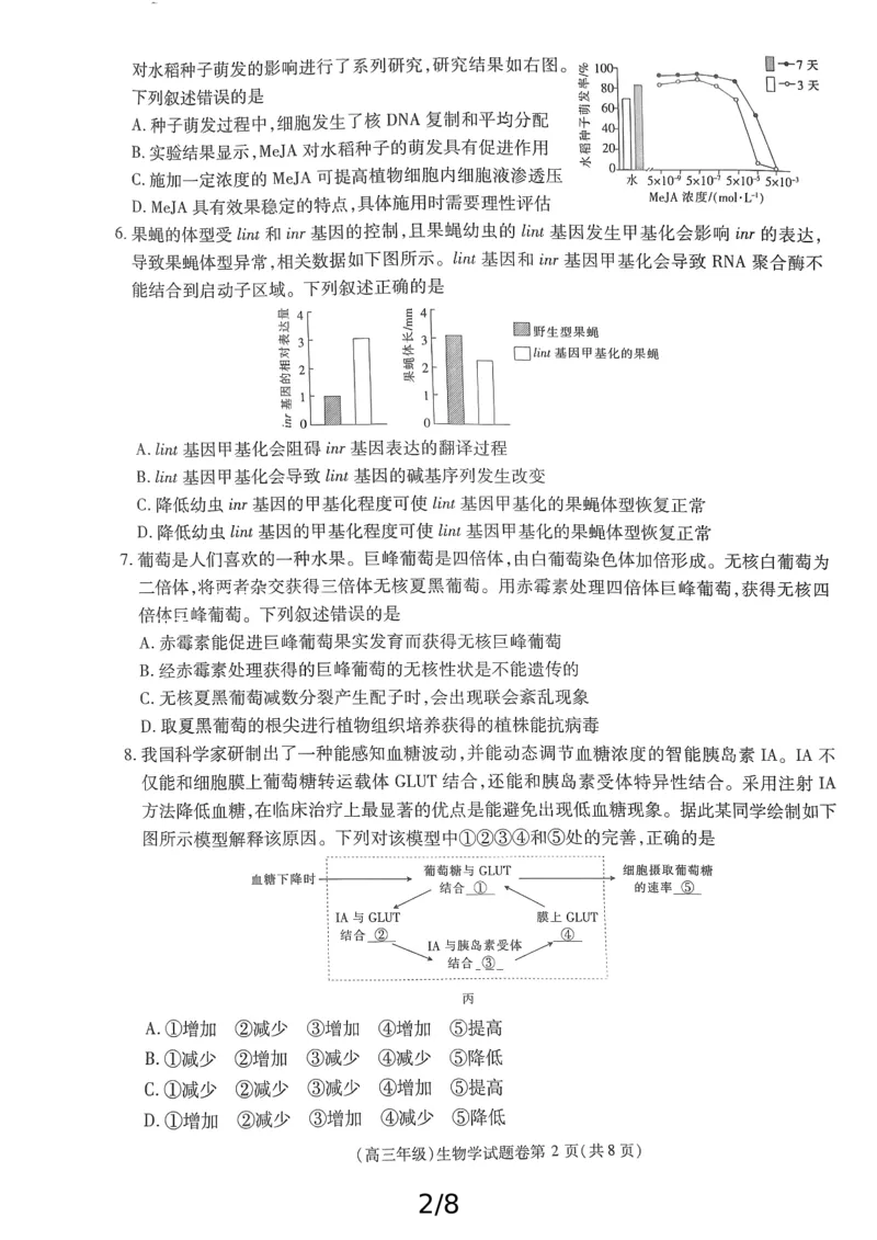 高三生物_2025年4月_250429江西重点中学盟校2024-2025年高三第二次联考_2025届江西省江西省重点中学盟校高三下学期第二次联考生物试题