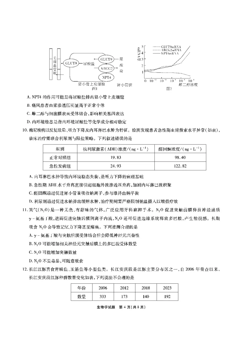 安徽六校高三-生物试题_2025年9月_250913安徽六校教育联盟会2026届高三年级入学素养测试（全科）_安徽六校-生物