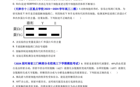 专题07细胞的分化、衰老、死亡和癌变-2024年高考真题和模拟题生物分类汇编(学生卷）_近10年高考真题汇编（必刷）_十年（2014-2024）高考生物真题分项汇编（全国通用）