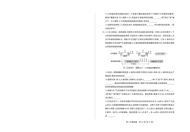 山东省（烟台市、德州市）2025届高三高考适应性测试生物_2025年5月_250511山东省（烟台市、德州市）2025届高三高考适应性测试（烟台、德州二模）（全科）
