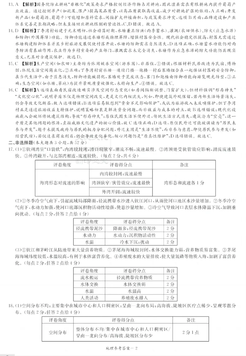 湖南新高考教学教研联盟暨长郡二十校联盟2025届高三年级第二次联考地理答案_2025年4月_250408湖南新高考教学教研联盟暨长郡二十校联盟2025届高三年级第二次联考（全科）
