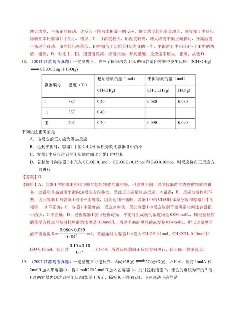 专题54化学平衡的建立与移动（B）（解析卷）_近10年高考真题汇编（必刷）_十年（2014-2024）高考化学真题分项汇编（全国通用）_十年（2014-2023）高考化学真题分项汇编（全国通用）