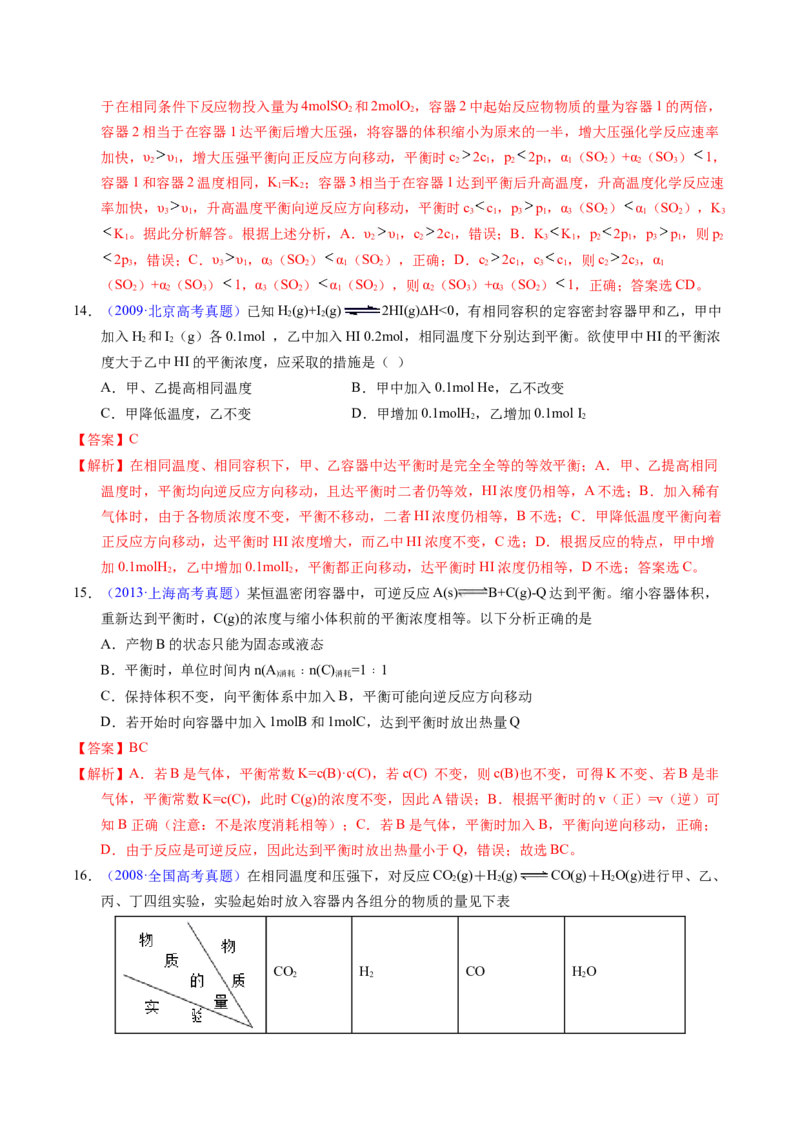 专题54化学平衡的建立与移动（B）（解析卷）_近10年高考真题汇编（必刷）_十年（2014-2024）高考化学真题分项汇编（全国通用）_十年（2014-2023）高考化学真题分项汇编（全国通用）