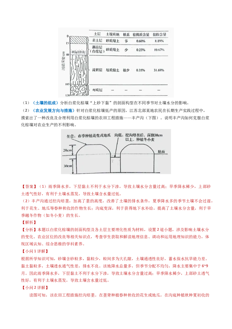 专题10农业-学易金卷：2023年高考真题和模拟题地理分项汇编（解析卷）_近10年高考真题汇编（必刷）_十年（2014-2024）高考地理真题分项汇编（全国通用）