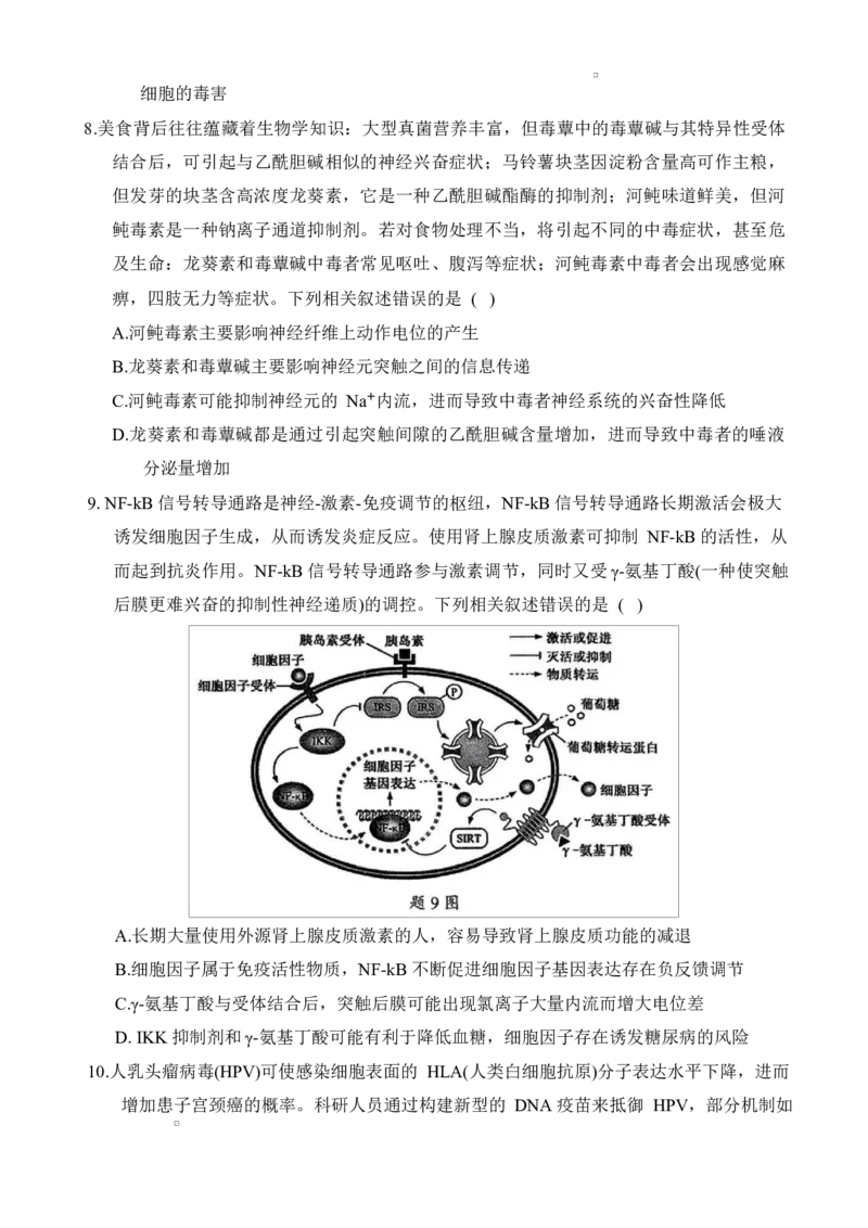 重庆市拔尖强基联盟2024-2025学年高三下学期2月月考生物试题_2025年2月_250224重庆市拔尖强基联盟2024-2025学年高三下学期2月联合考试