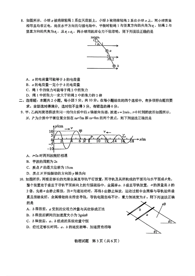 合肥市2025届高三年级5月教学质量检测（合肥三模）物理试题+答案_2025年5月_250511合肥市2025届高三年级5月教学质量检测（合肥三模）（全科）