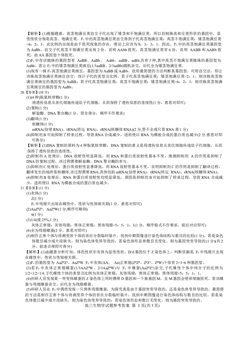 新未来参考答案提示及评分细则_2025年10月_251024河南省新未来大联考2025-2026学年高三上学期10月联合测评（全科）_河南省新未来2025~2026学年高三上学期10月联合测评生物学试题