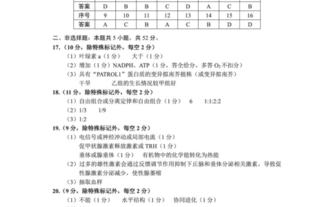 贵州省毕节市2025届高三年级高考第二次适应性考试生物答案_2025年3月_250313贵州省毕节市2025届高三年级高考第二次适应性考试（毕节二诊）（全科）